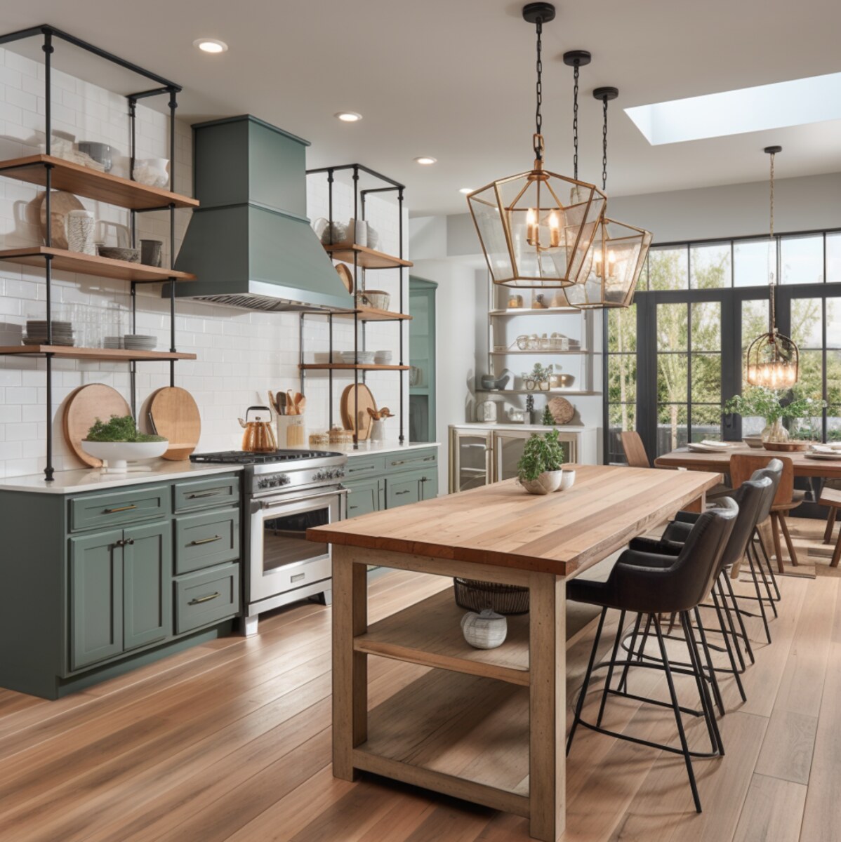 custom kitchen remodel with green range hood in mission hills