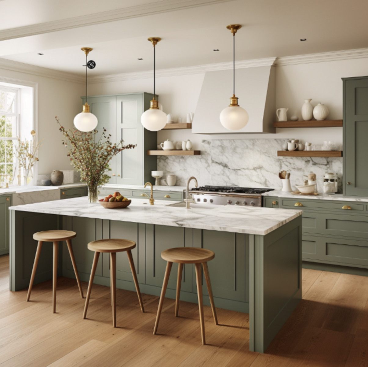 soft green kitchen remodel with island in mission hills